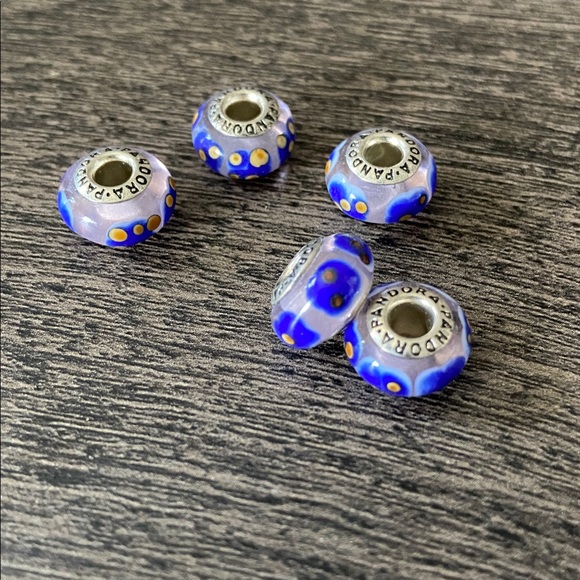 Pandora Jewelry - Pandora Blue and Yellow Dice Beads Set of 5